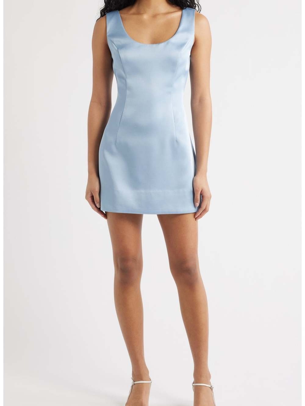 Reformation Franceska Scoop-Neck Satin Mini Dress